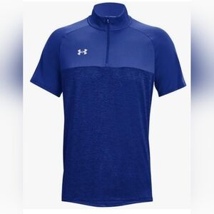 Under Armour Mens Size 3XL Royal Blue Locker Jacquard Short Sleeve 1/4 Zip Shirt
